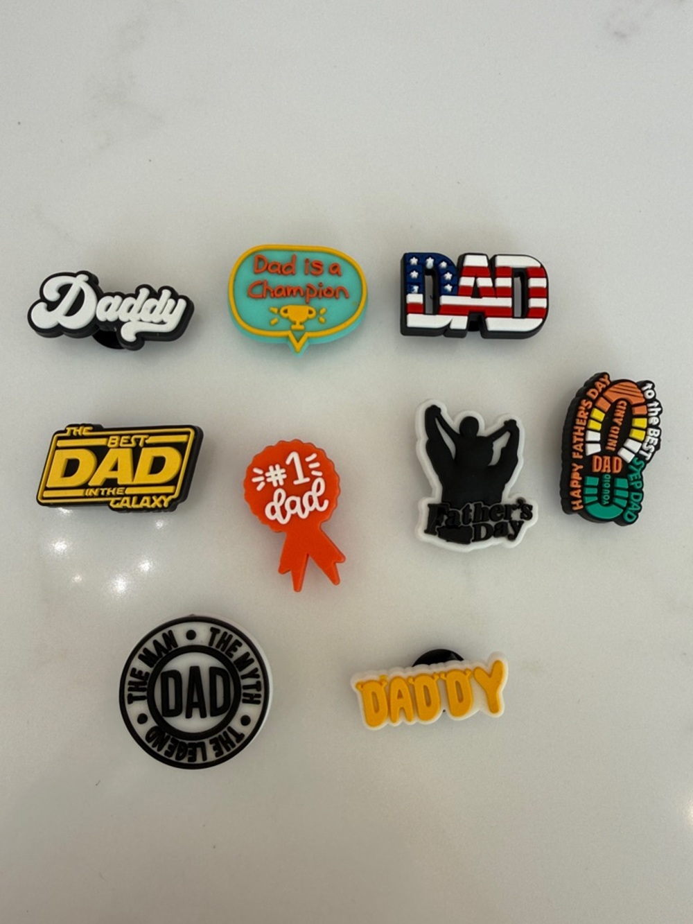 Assorted 'Dad' Themed Kids Shoe Charms - Multicolor